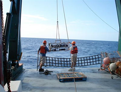 Scientists deploy bio-optical instrumentation during a Hawaii Ocean Time-series cruise.