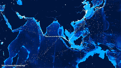 Shipping routes Indian Ocean.