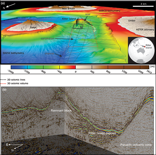 Three-dimensional bathymetric view of the Bismarck Sea near Ritter Island