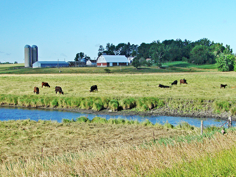 Clear lake near Iowa farm