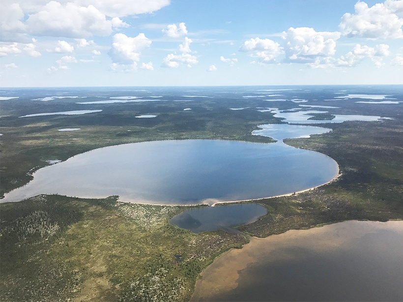 Small lakes dot the tundra north of Yellowknife, in Canada’s Northwest Territories.