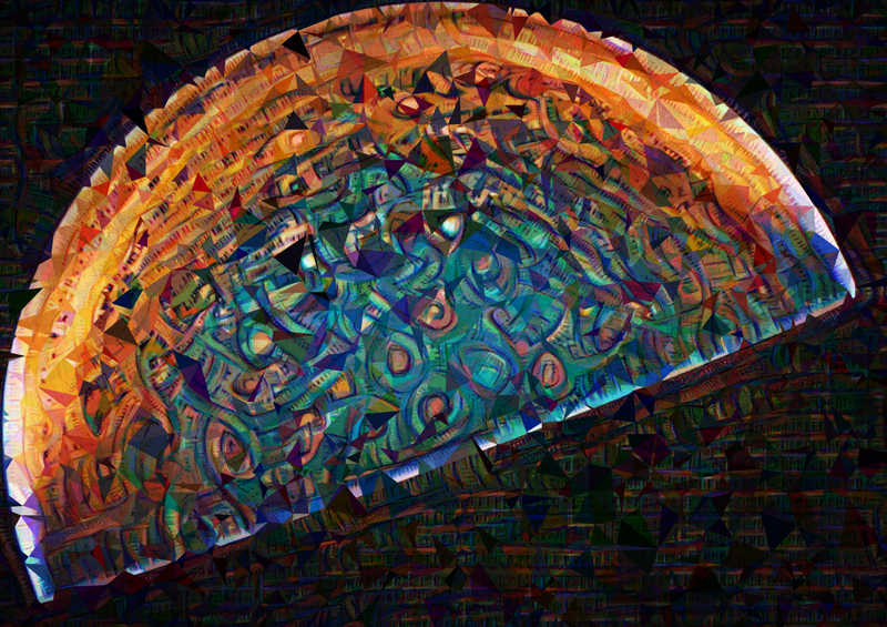 Kaleidoscope image of Jupiter’s South Pole, created from JunoCam’s data.