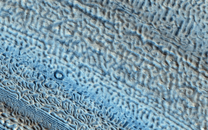 NASA’s Mars Reconnaissance Orbiter snapped this image of Mars’s so-called brain from several hundred kilometers away.