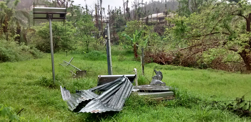 Hurricane-damaged solar panel in Puerto Rico