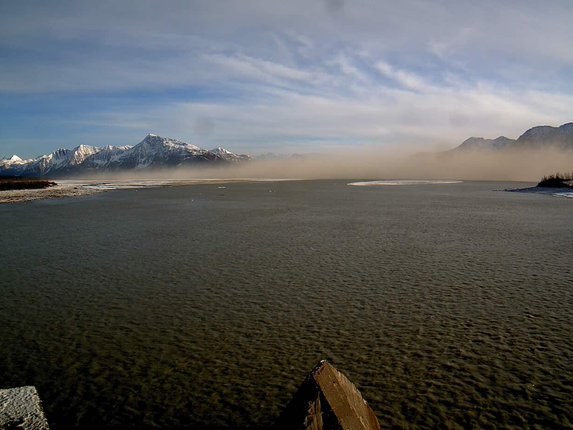 Dust cloud over Copper River Valley in Alaska