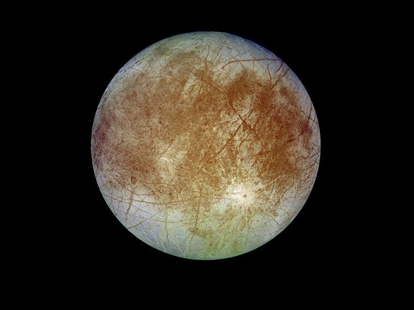 Irradiation-induced color changes in sodium chloride suggest Europa’s ocean waters are mixing with surface waters—a sign of the moon’s potential to support life