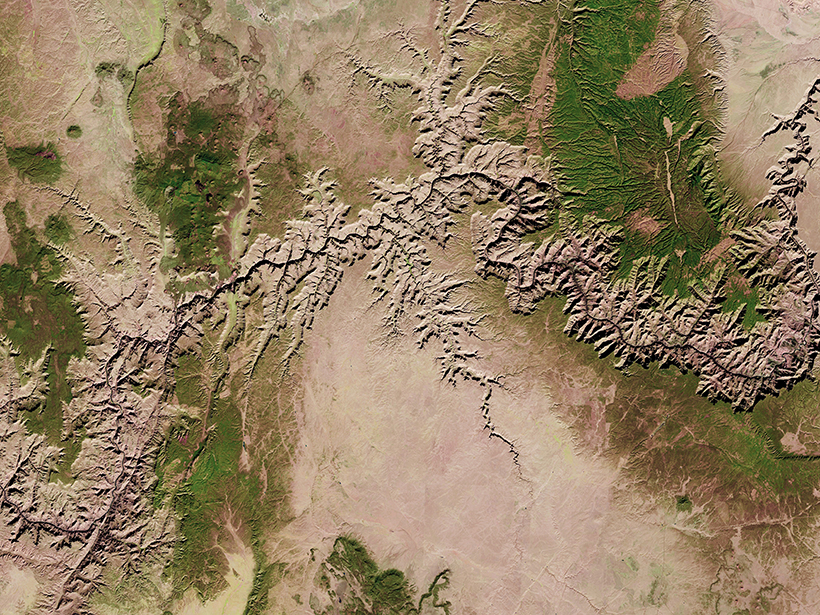 Landsat 8 satellite images of the Grand Canyon.