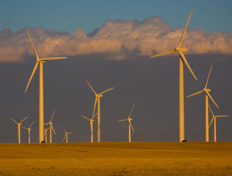 Wind turbines on the Cedar Creek wind farm near Grover, Colo