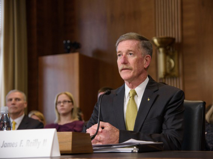 James Reilly speaks to a Senate committee on 6 March.