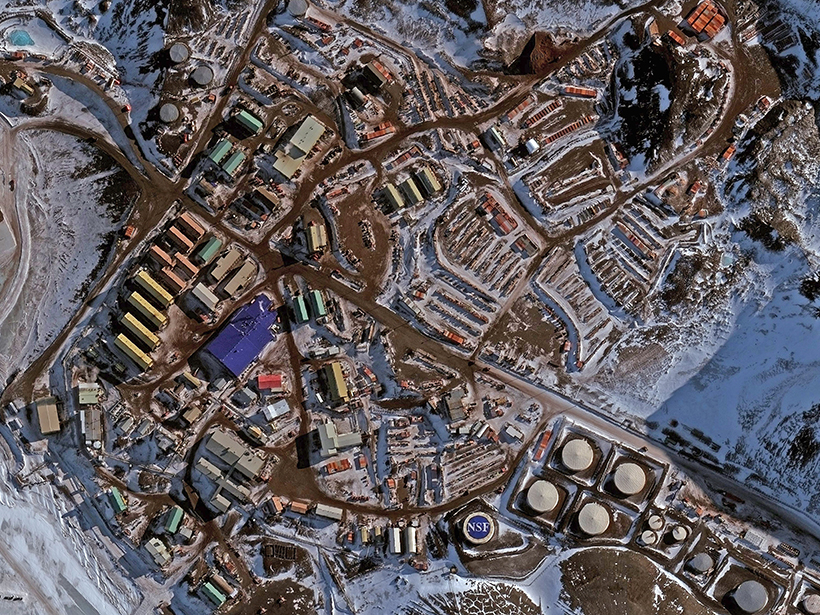 Aerial view of McMurdo Station in Antarctica