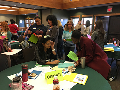 Students from the Colorado/Wyoming Front Range region play a networking bingo game at the PROGRESS fall 2016 workshop.