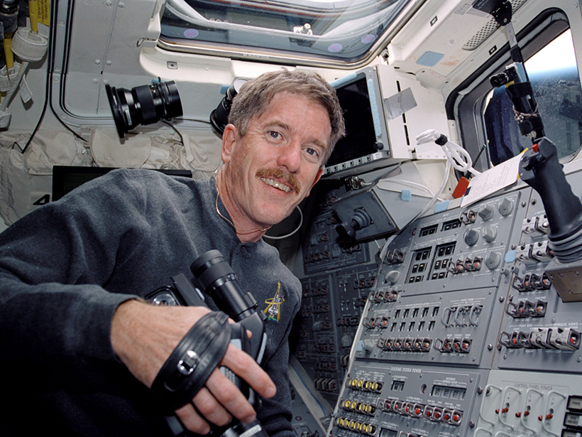 James Reilly aboard a space shuttle