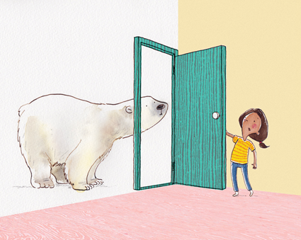 In the children’s book The Tantrum That Saved the World, a polar bear is the first character arrive at the protagonist’s door to ask for help.