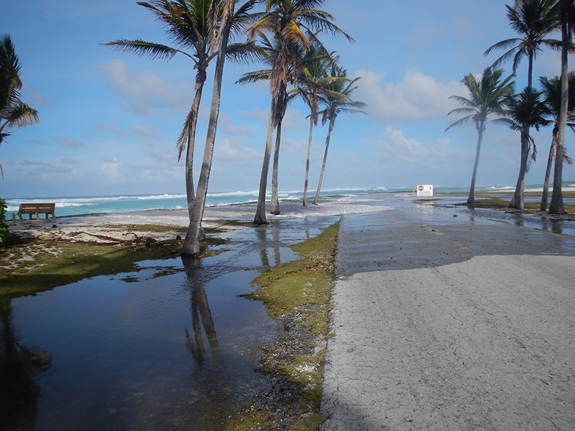 Sea level rise on a reef-lined island coast