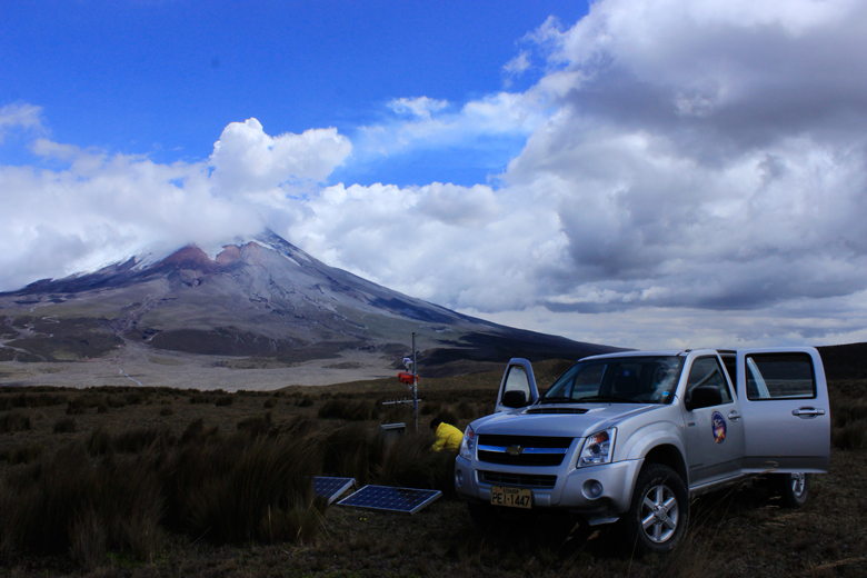 Instituto Geofisico researchers maintain a monitoring station at Cotopaxi volcano in central Ecuador.