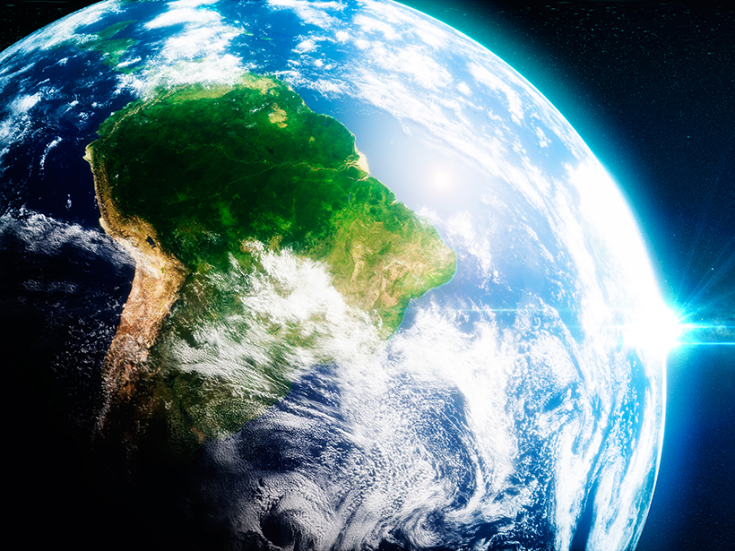 Climate change models simulate land cover types like these rain forests and coastal mountain ranges in South America.
