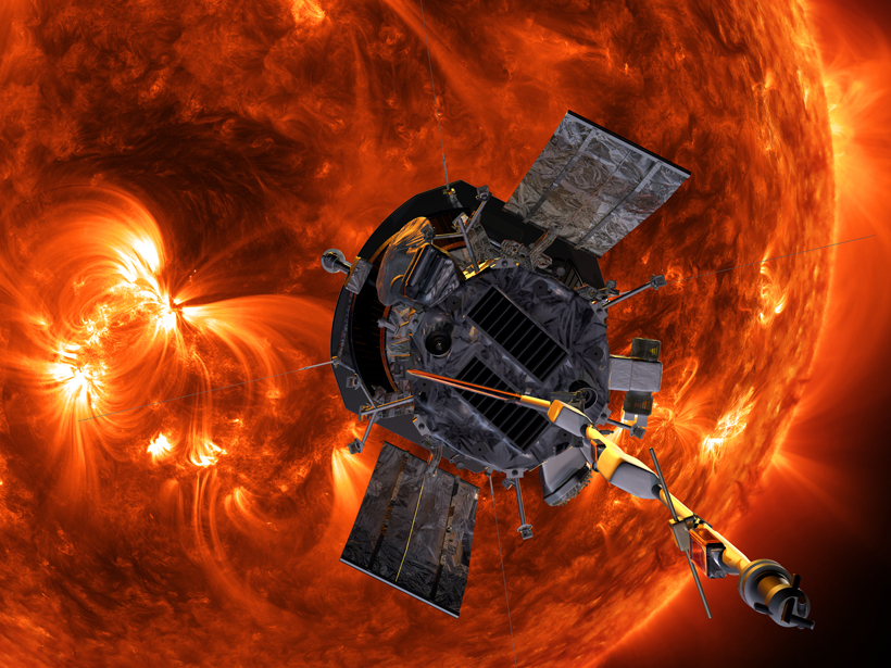 Artist’s rendering of Parker Solar Probe approaching the Sun