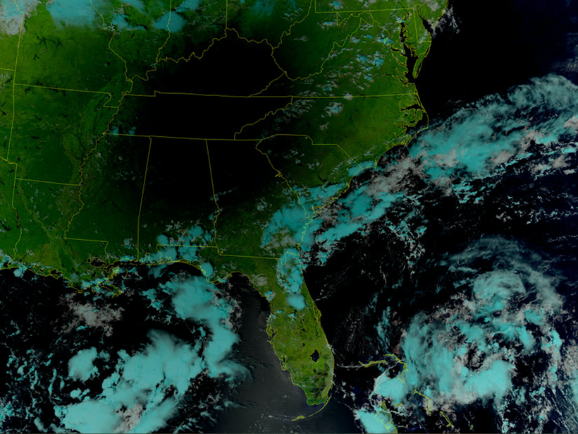 This composite image shows the 2017 solar eclipse on 21 August as NPP passed over the southeastern United States.