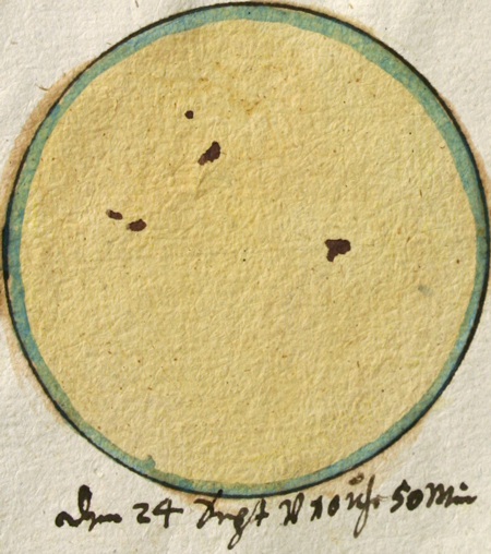 Sunspot drawing made by J. C. Staudach on 24 September 1762.