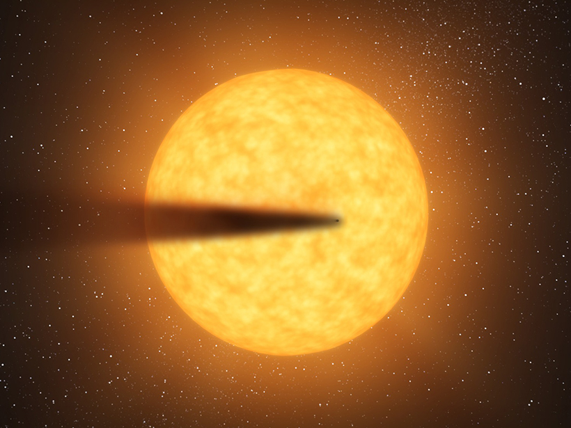 Artist’s rendering of disintegrating planet Kepler-1520b.