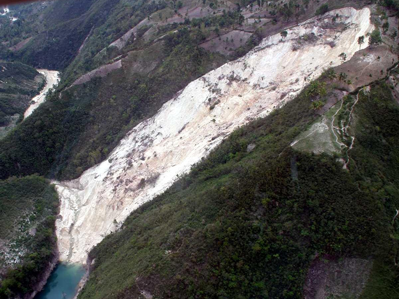 Landslide in southern Haiti was triggered by the magnitude 7.0 earthquake that struck the country in 2010.