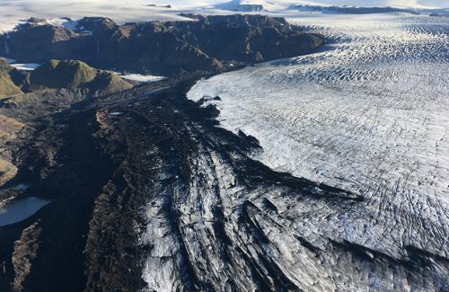 An aerial view of the massive Katla glacier, which might be a bigger source of CO2 than previously estimated