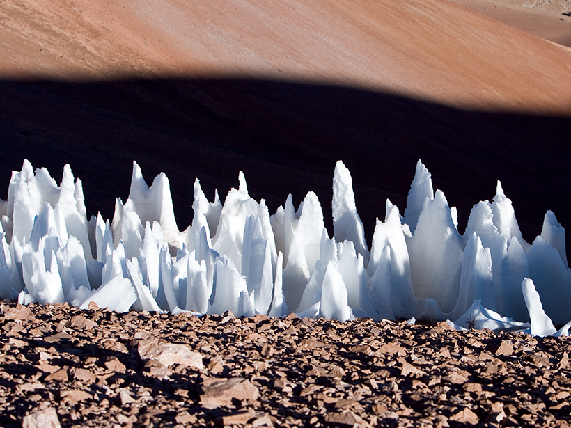Penitentes in the Andes mountains in Chile. Could similar ice spires exist on Europa?