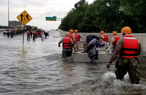 The Texas Army National Guard assists in flood rescues associated with Hurricane Harvey on 27August 2017