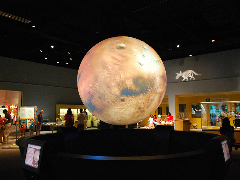 Visitors to the Oregon Museum of Science and Industry can check out the Invisible Mars Science on a Sphere exhibit.