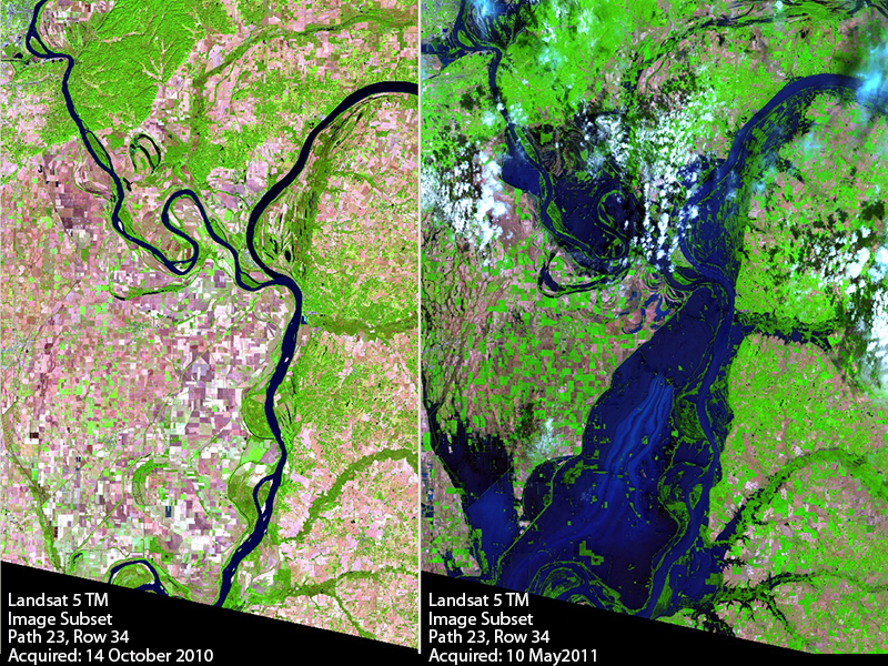 Landsat Ohio-Mississippi River flooding