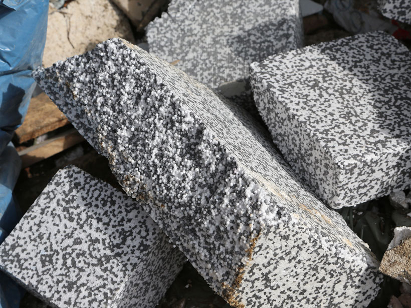 Polystyrene insulation in waste heap