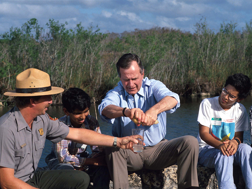 President George H. W. Bush in the Everglades