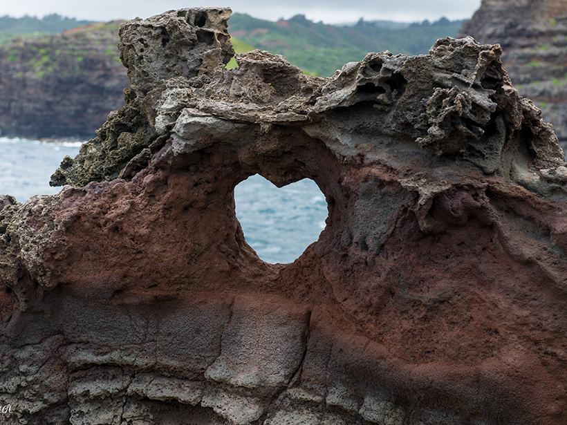 Heart-shaped rock hole near Nakalele Blowhole on Maui