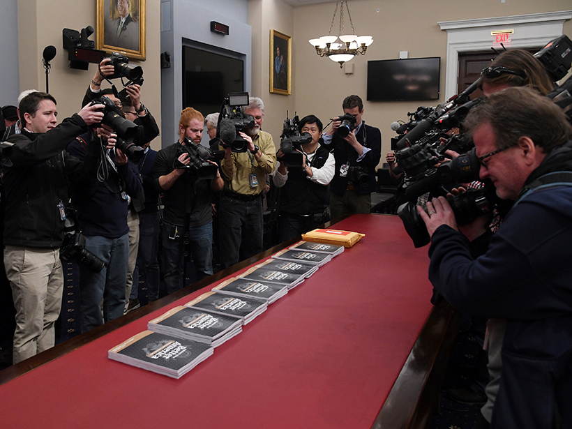 Copies of the FY2020 budget request on display at U.S. Government Publishing Office library in Washington, D.C.