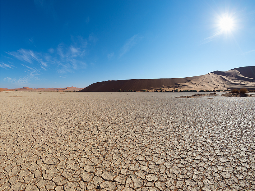 A dry drainage basin in Sossusvlei, Namibia