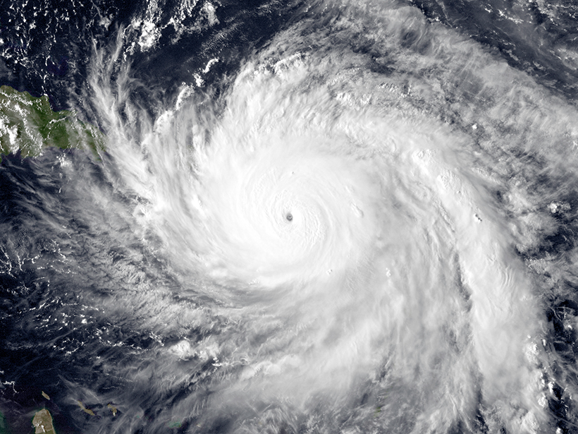 A satellite image of Hurricane Maria