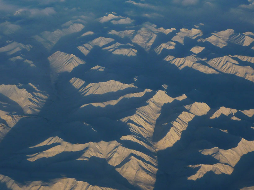 An aerial view of the Mackenzie Mountains