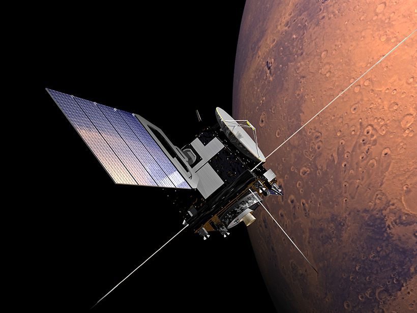 An artist’s rendering of the Mars Express spacecraft