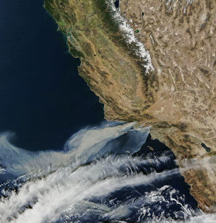 Satellite image of wildfires in California, 2017