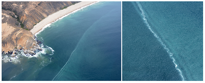 Aerial photographs of an internal bore front propagating toward Mussel Point. Aerial photographs of an internal bore front propagating toward Mussel Point.