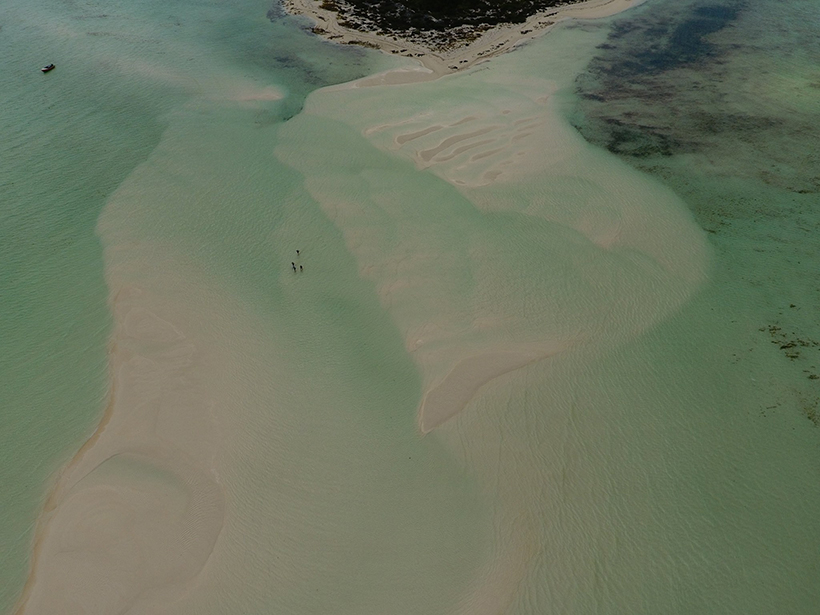 Drone photo of a shoal in the Turks and Caicos Islands