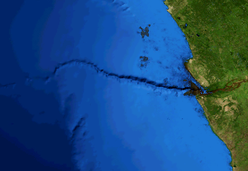 False-color map of a submarine canyon False-color map of a submarine canyon