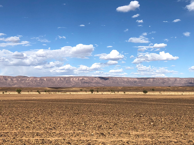 Mountains rise over a desert vista