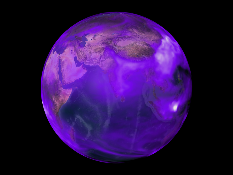 A visualization of black carbon around the globe.