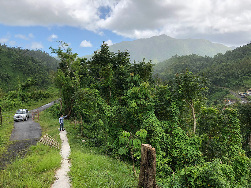 A pathway leads to a community water treatment plant in rural southeastern Puerto Rico.
