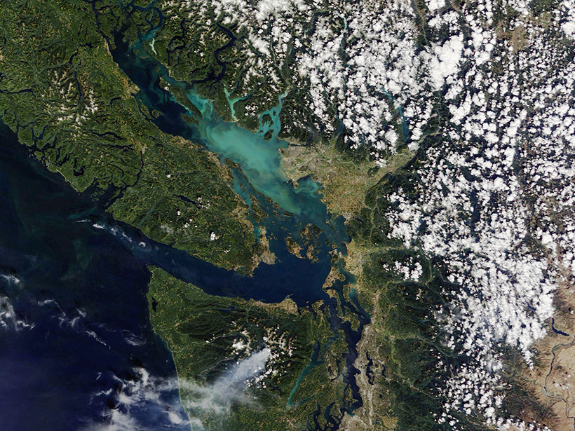 Satellite image of south Vancouver Island