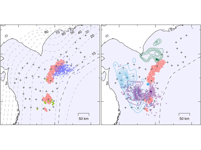 Figure showing earthquake tremor locations
