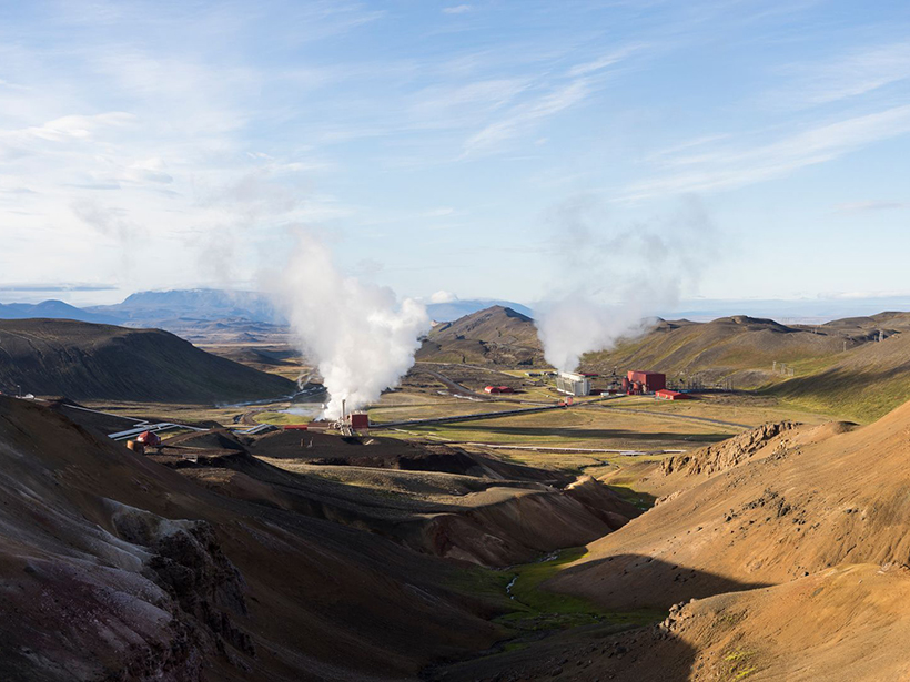 View from the north of the Krafla power plant in Iceland’s Krafla caldera.