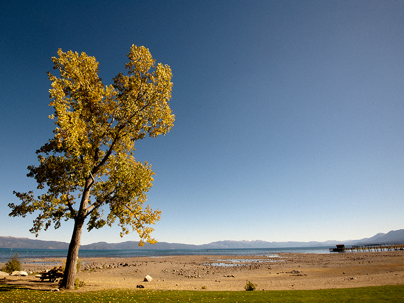 Lake Tahoe with low water level