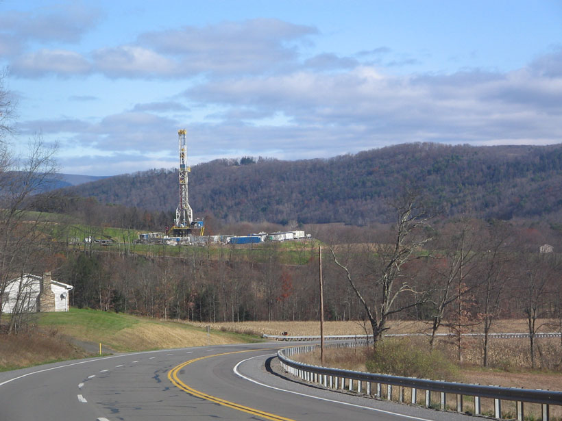 A natural gas drilling tower